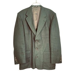 AKA Eddie Bauer 100% Linen Sport Coat Blazer 3 Button Loden Green (Size 42 Tall)